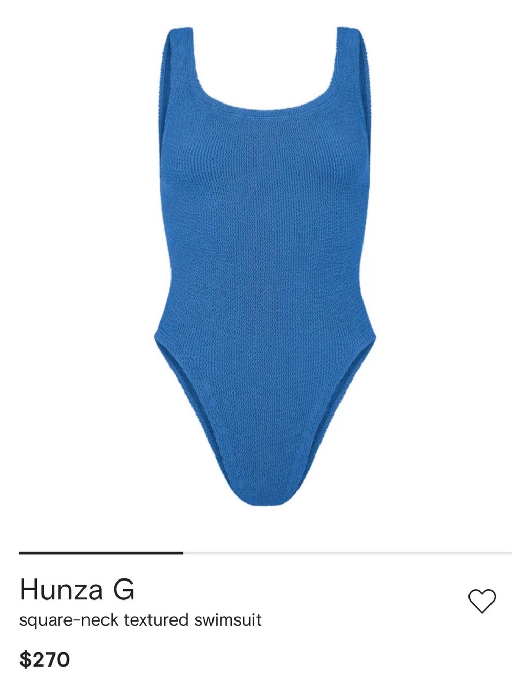 Hunza G Electric Blue Textured Square-Neck One-Piece